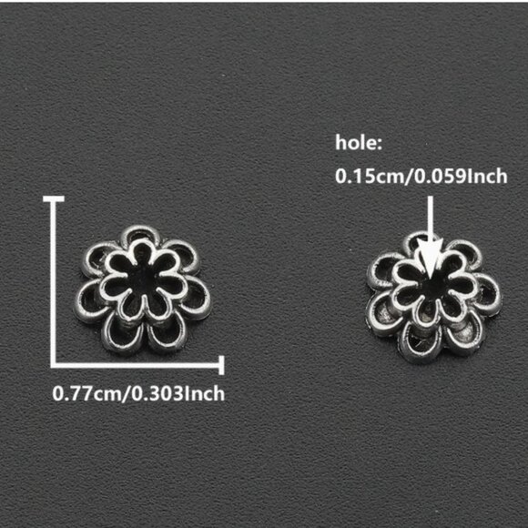 Bead Caps, Double Layer Hollow Bead Caps, Alloy Spacer 7mm Flower Shape 7mm - Picture 4 of 4